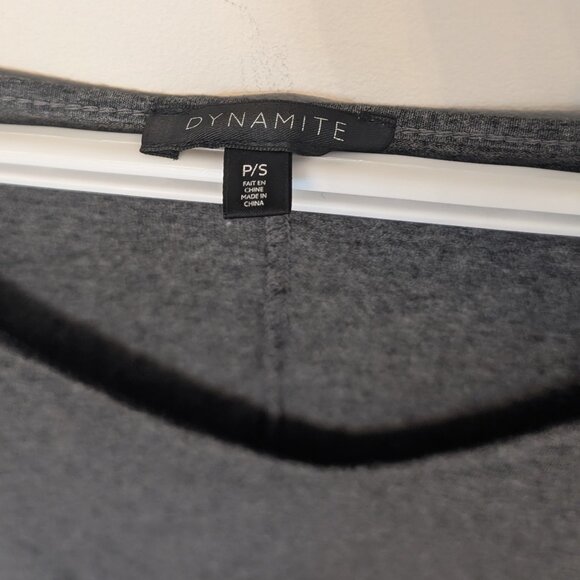 Dynamite, v-neck, short sleeve, tee, dark grey, loose fit, size small - Picture 4 of 9